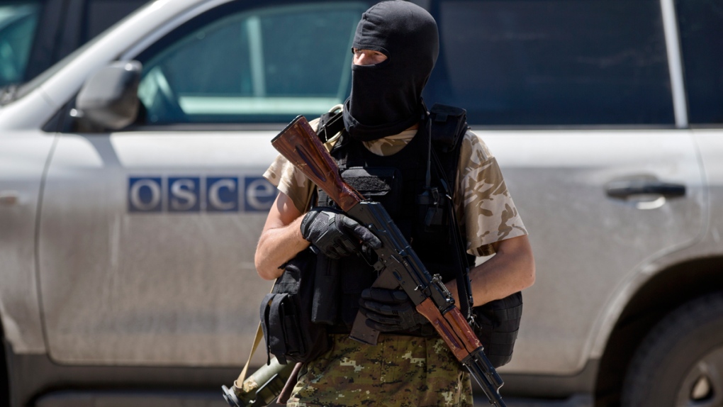 Pro-Russian rebel in Torez, eastern Ukraine