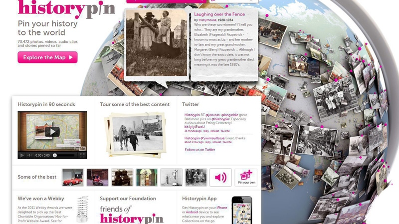 A screen grab of the website Historypin.com is pictured. THE CANADIAN PRESS/HO