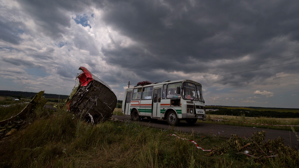 Wreckage of downed Flight MH17 in Ukraine