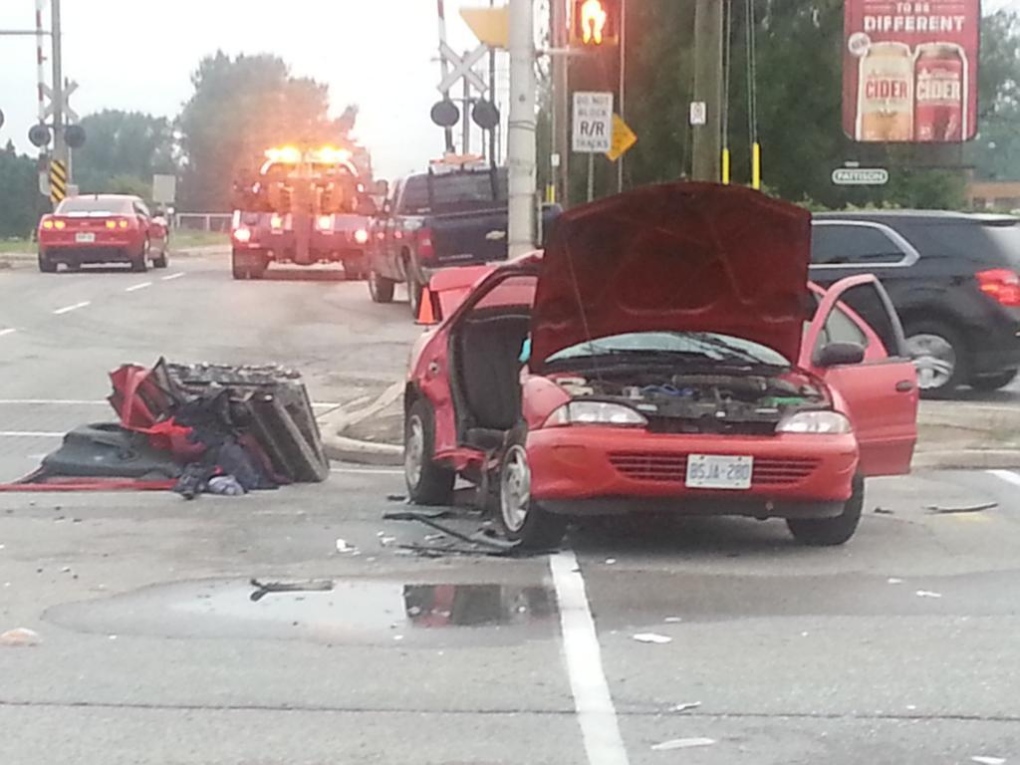Two-vehicle crash at Oxford and Clarke