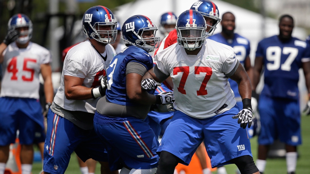 New York Giants guard John Jerry (77) in action
