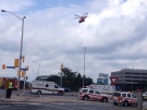 An Ornge Air Ambulance leaves the scene of a fatal crash in west Ottawa on Sunday July, 27, 2014. (Claudia Cautillo/CTV News).