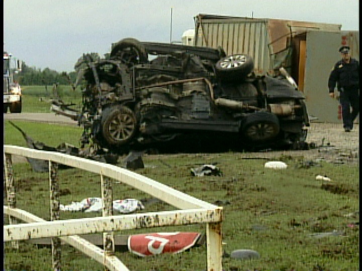 A crash at Evelyn Drive and Fairview Road, northeast of London, Ont., sent one man to hospital on July 28, 2014.
(Justin Zodorsky/CTV London)