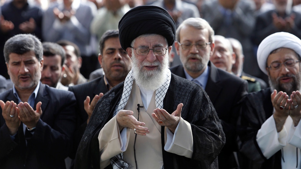Ayatollah Ali Khamenei, centre, in Tehran, Iran