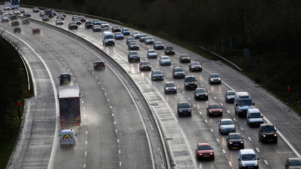 Traffic on the M23 near Redhill, England