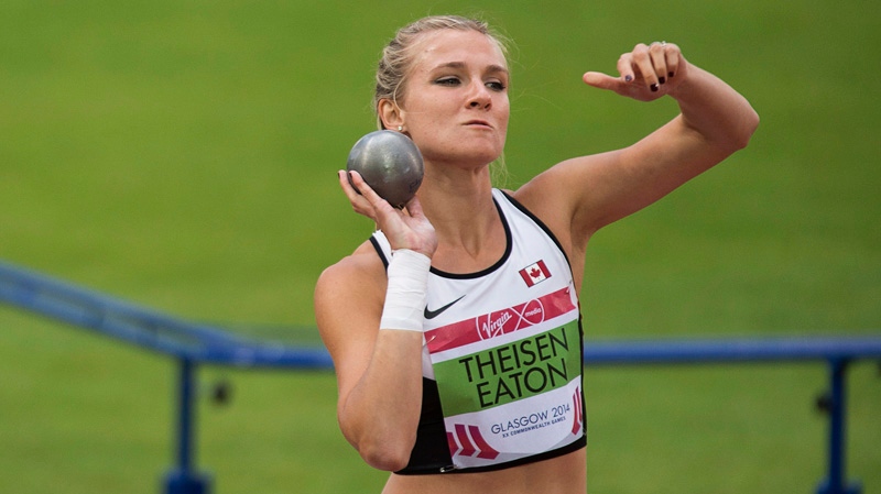 Canada's Brianne Theisen-Eaton competes in the sho