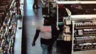 A security camera image shows a man suspected of causing mischief in a Sephora store on Bloor Street in Toronto, Sunday, July 27, 2014. 