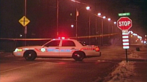 A London Police Service cruiser is seen following a shooting in the city on Wednesday, Jan. 11, 2012.