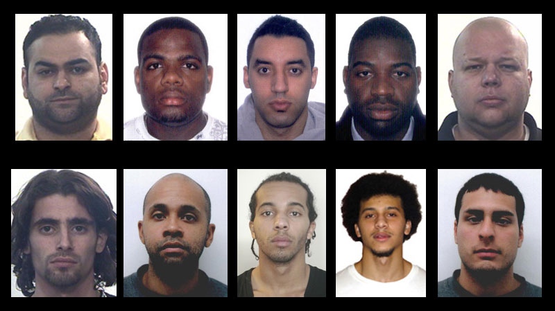 Edmonton Police are on the lookout for ten suspects in a series of card-skimming operations: Clockwise from top left, Mohammad Essa, Giscard Grand-Pierre, Salaheddine Fouzi, Ralph Alphonse, Steve Gagnon, Guillermo Esquivel-Lemus, Houdaifa Meloua-Benzaba, Abdelmadjid Meloua-Benzaba, Giovanni Patroni-Hernandez, Oussama Bejaoui. Supplied. Thursday, January 12.