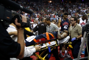 Paul George Gruesome Leg Injury in Team USA Basketball Showcase (HD) 