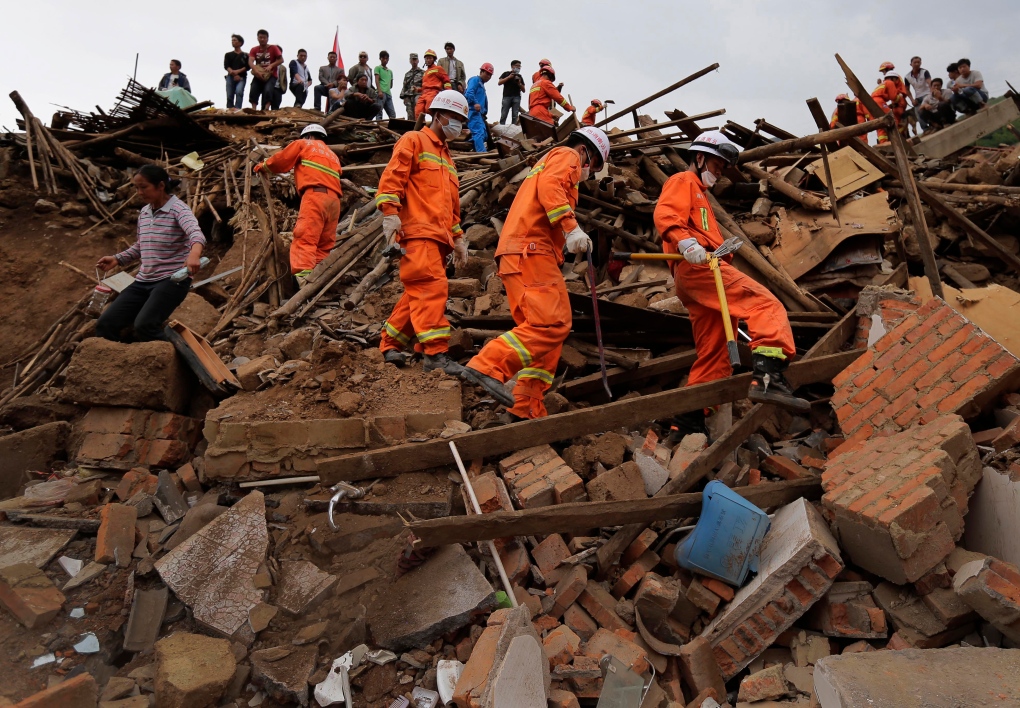Volunteers helping after China earthquake