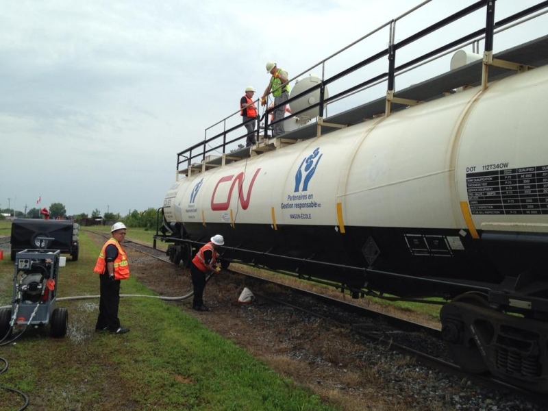 Crews take part in rail emergency exercises in London, Ont. on Tuesday, Aug. 5, 2014. (Sean Irvine / CTV London)