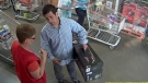 Surveillance camera image of the suspect in a July 30 theft from the Costco in Balzac