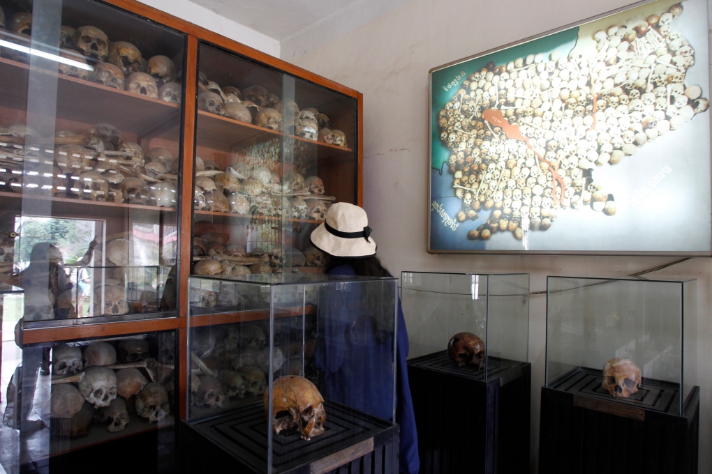 Human skulls from Khmer Rouge genocide