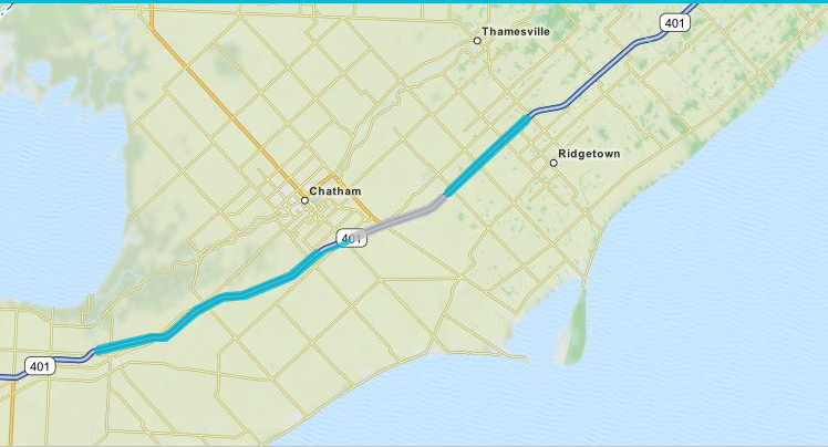 Highway 401 map construction
