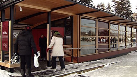 The National Capital Commission has unveiled seven new ice huts on the Rideau Canal Skateway, Monday, January 16, 2012. 