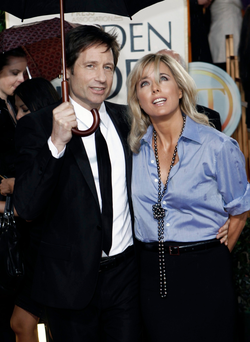 David Duchovny and Tea Leoni at Golden Globes