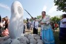 A monument honouring Manitoba's missing and murdered women and girls is unveiled and blessed in Winnipeg on Tuesday, August 12, 2014. (John Woods / THE CANADIAN PRESS)