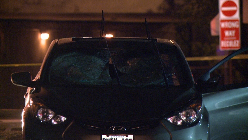 A man is in serious condition in hospital after being struck by a vehicle on Kent St. on Tuesday, Aug. 12, 2014.