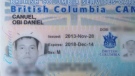 Obi Canuel is shown wearing a colander on his head for his B.C. Services ID photo.