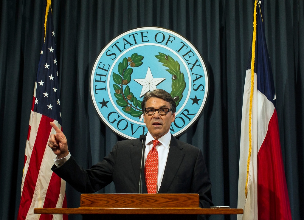 Rick Perry at news conference in Texas 