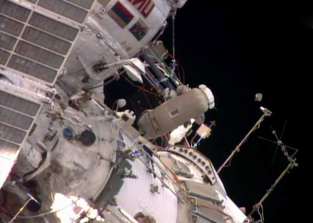 Astronauts take spacewalk to launch nanosatellite