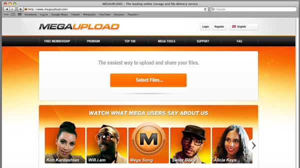 This undated image obtained by The Associated Press shows the homepage of the website Megaupload.com. Federal prosecutors in Virginia have shut down one of the world's largest file-sharing sites, Megaupload.com, and charged its founder and others with violating piracy laws.