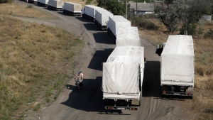Russian aid trucks in Ukraine