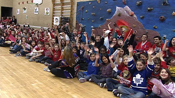 Lord Aylmer Elementary School is treated to an All-Star pep rally on Friday, Jan. 27, 2012