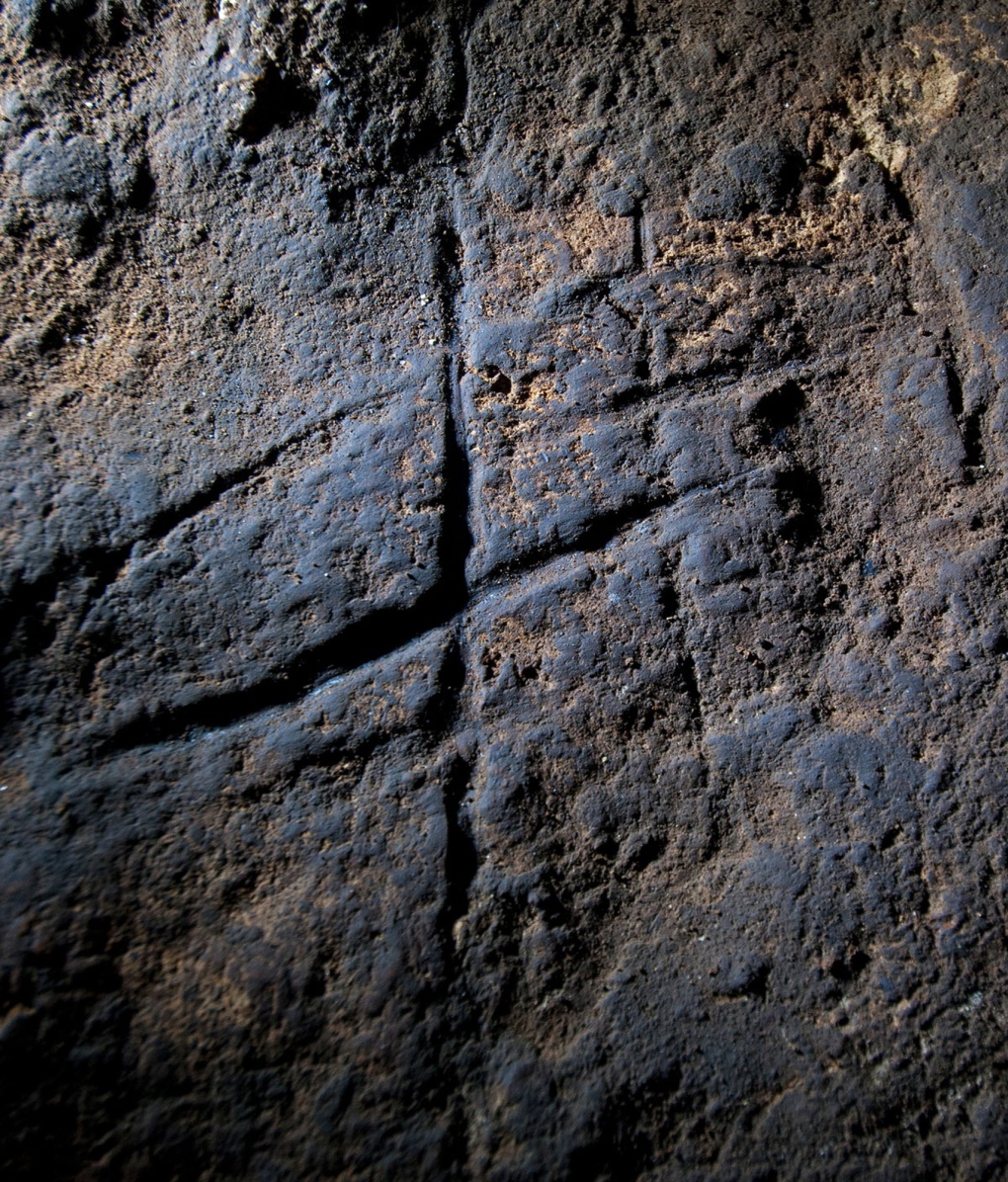 Cave art inside Gorham's Cave