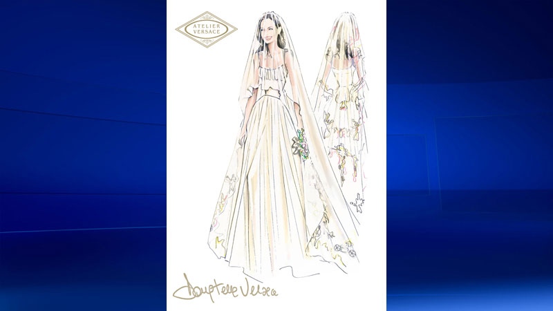 Versace sketch of Angelina Jolie's wedding dress