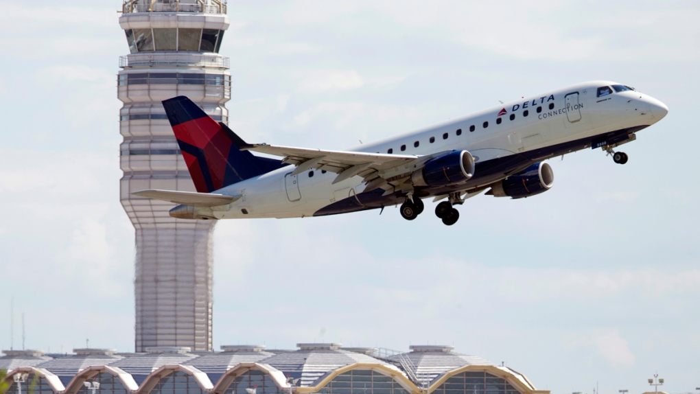 A Delta Air Lines jet takes off