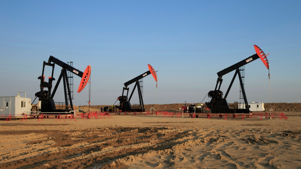 Pumpjacks on the Alberta Bakken oil field