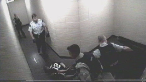 Video footage from July 2003 showing the final hours of Clay Willey while in police custody in Prince George, B.C. was made public Tuesday. Feb. 1, 2012. (CTV)