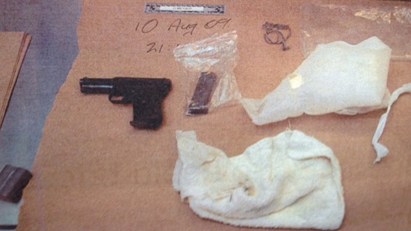 The gun allegedly used in the murder of Nadia Gehl is seen in Hamilton, Ont. on Wednesday, Feb. 1, 2012.