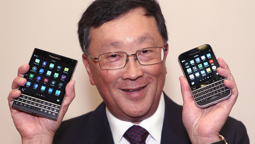 BlackBerry CEO John Chen shows off two phones