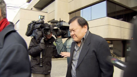 David Ho, 60, is seen leaving Vancouver Provincial Court after being sentenced to community service for forcibly confining a prostitute in his home. Feb. 2, 2012. (CTV)