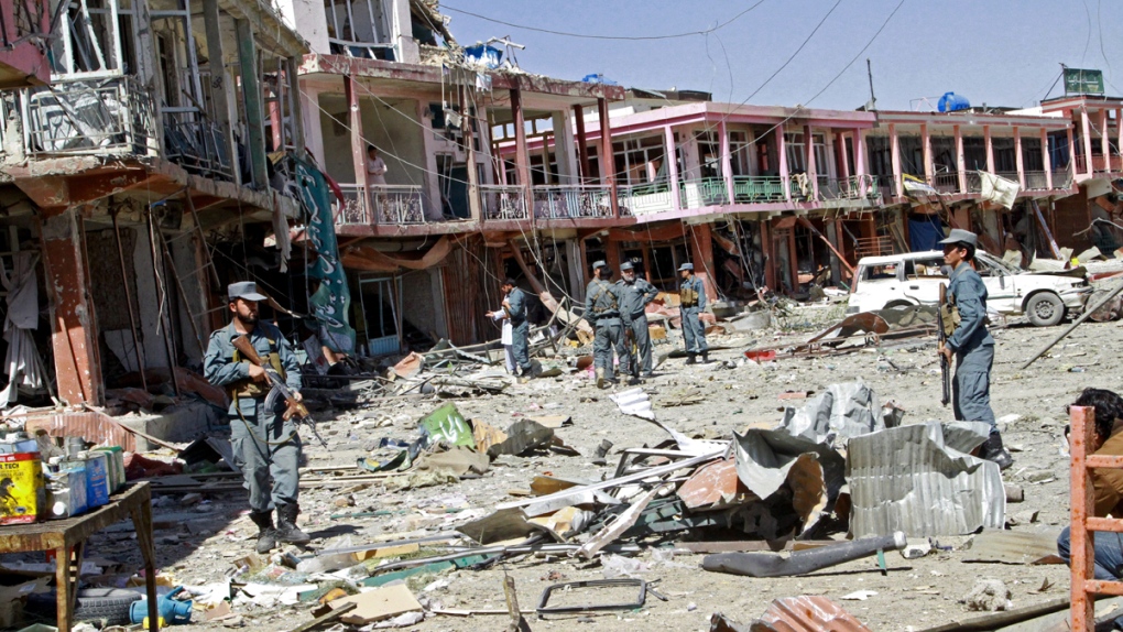 Site of a suicide attack in Ghazni, Afghanistan