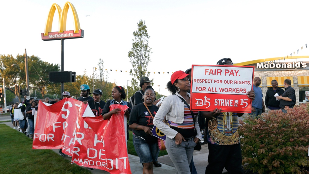 Protest at a McDonald's restaurant in Detroit