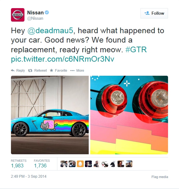 Nissan tweet to Deadmau5