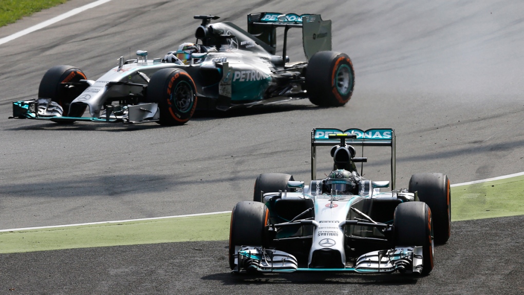 Nico Rosberg and Lewis Hamilton at Monza