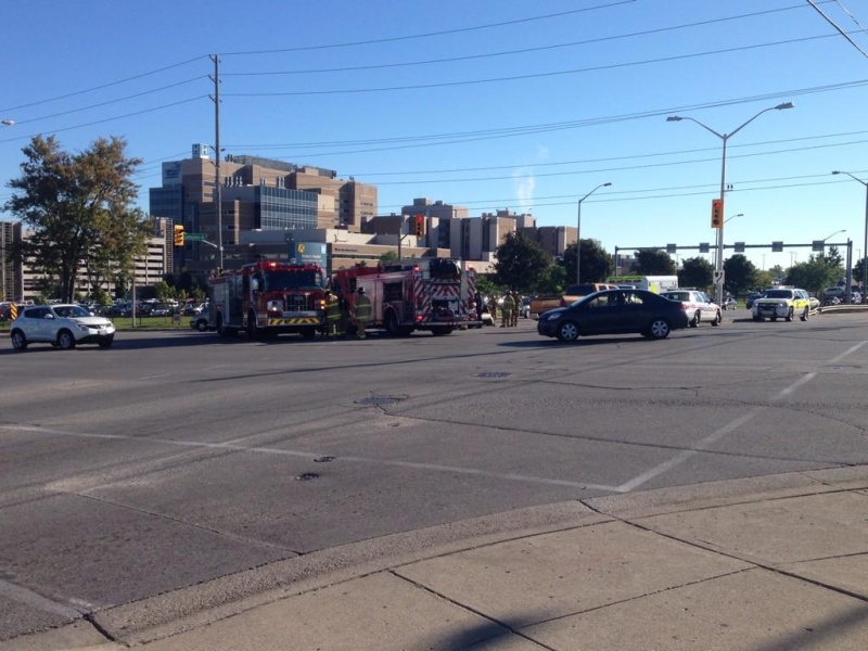 Emergency crews respond to a collision at Wellington Road and Commissioners Road in London, Ont. on Monday, Sept. 9, 2014. (Gerry Dewan / CTV London)