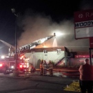 St. Thomas fire crews battle a blaze at the vacant Ramada Inn, in St. Thomas, Ont. on Monday, Sept. 9, 2014. (Dianne Nickson/ Twitter)