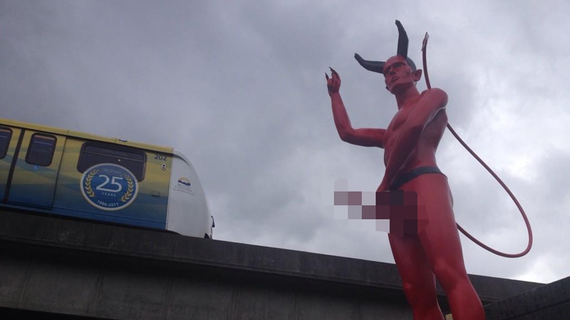 Sexually explicit Satan statue appears in East Van.