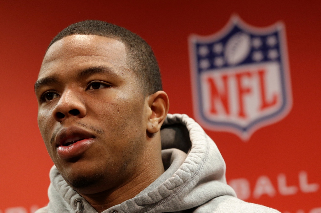 Ray Rice speaks at Ravens practice facility 
