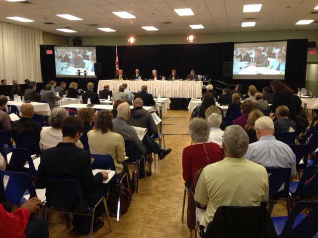 A federal hearing into the proposed nuclear waste storage facility near Lake Huron is held in Kincardine, Ont. on Wednesday, Sept. 10, 2014. (Scott Miller / CTV London)