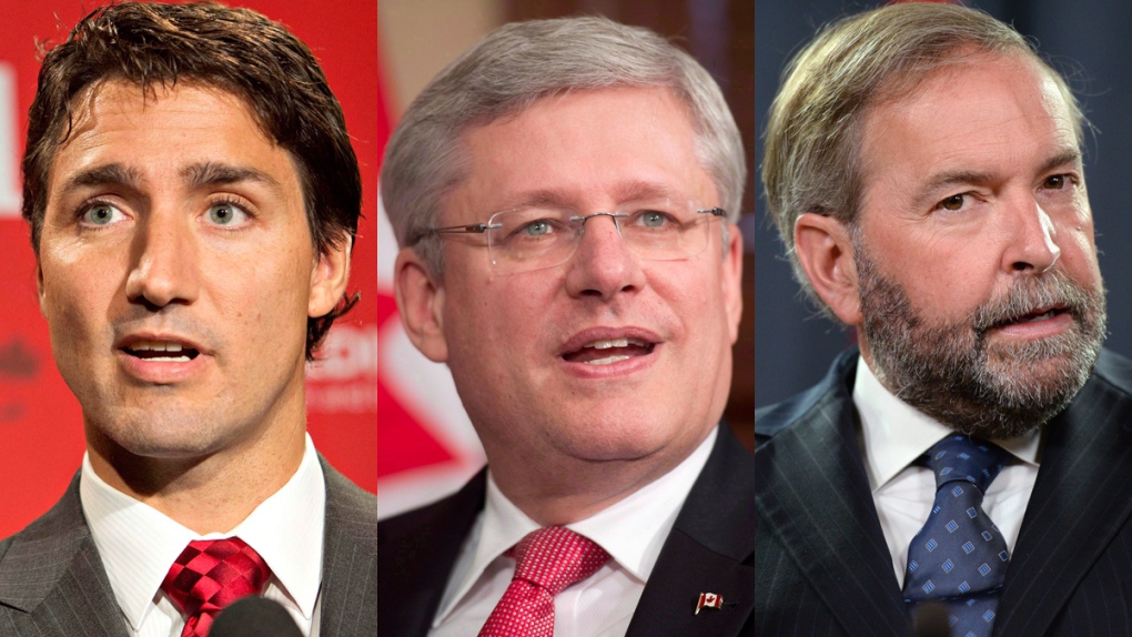 Justin Trudeau, Stephen Harper and Thomas Mulcair