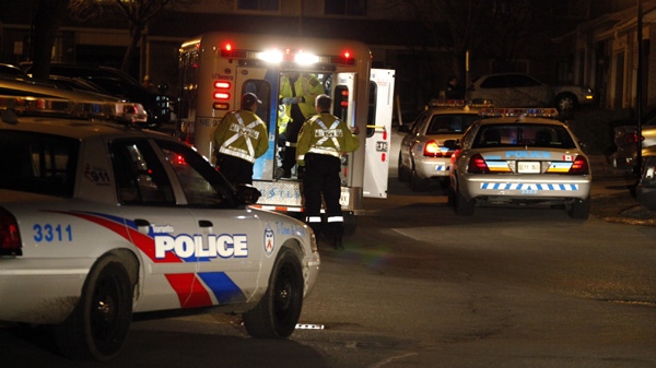 One man is in hospital following a shooting in north Toronto on Wednesday, Feb. 8, 2012. (Tom Podolec/CTV News)