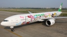 The plane is decorated inside and out with Hello Kitty characters. (Photo from Eva Air Sanrio)