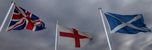 U.K., England and Scotland flags